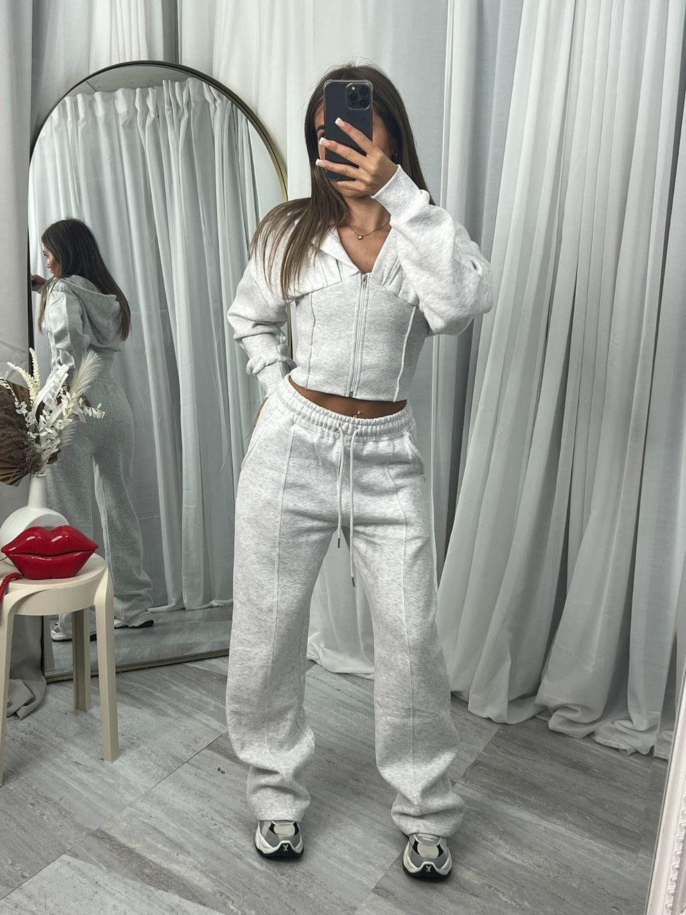Cropped Zip Hoodie & Trouser Set