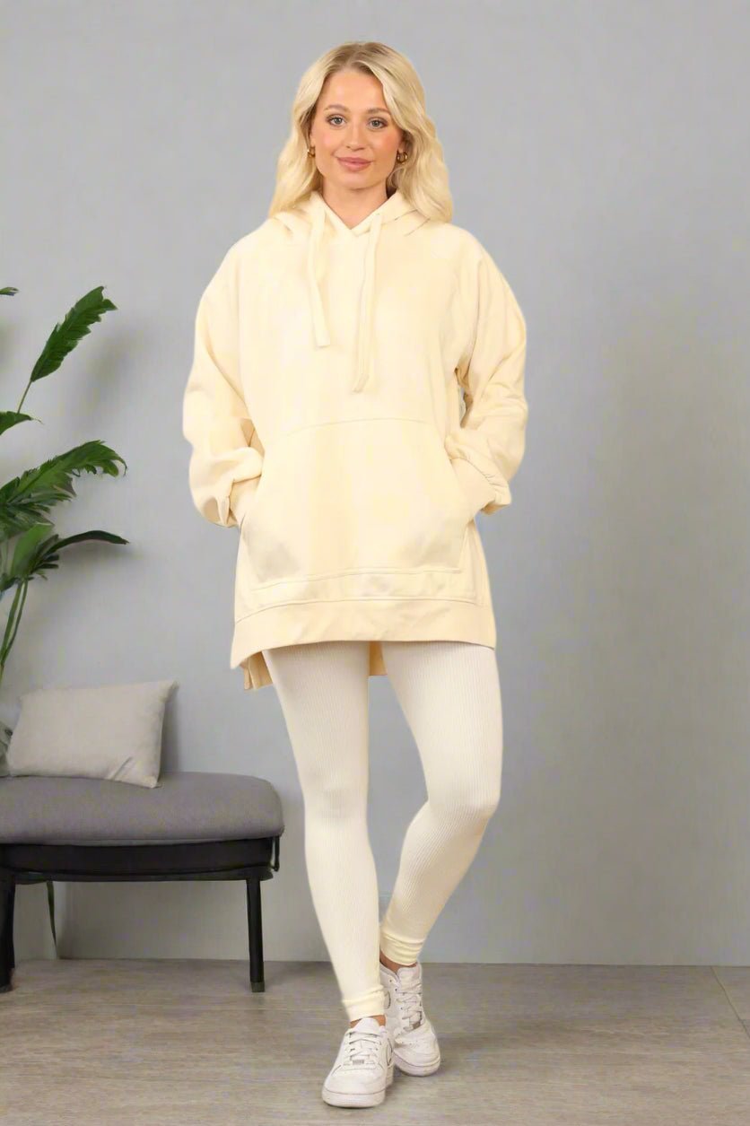 Side Split Front Pocket Over Size Hoodie